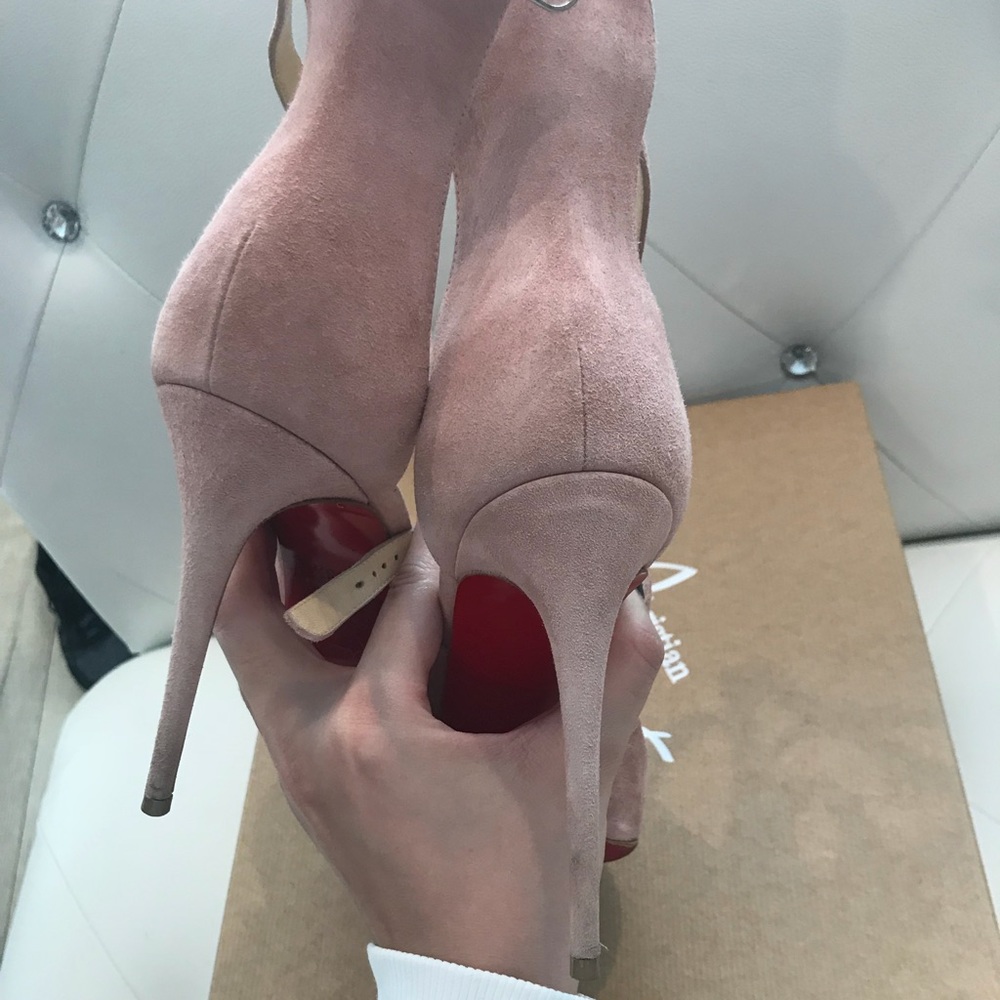 Christian Louboutin Marlenarock pink suede heels nude - Picture 6 of 8